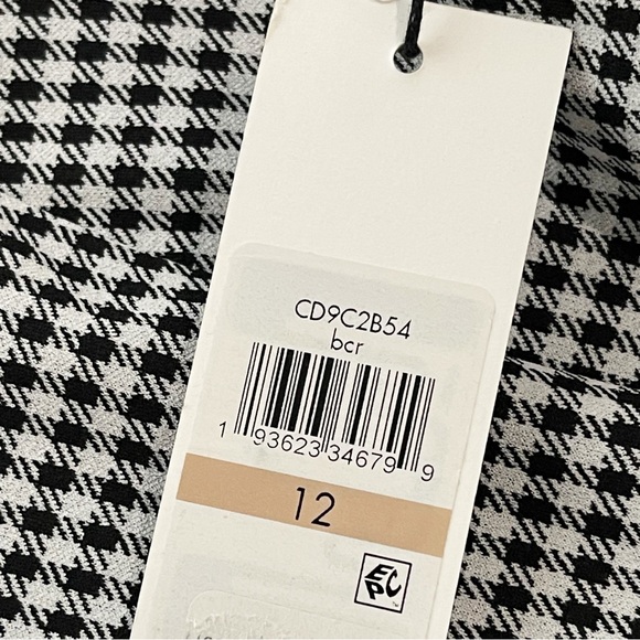 NWT Calvin Klein Tulip Sleeve Gingham Pattern Jumpsuit Tie Waist Pockets Size 12 - Picture 12 of 14